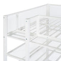 Twin Size Metal Loft Bed With 4 Tier Shelves And Storage, White White Metal