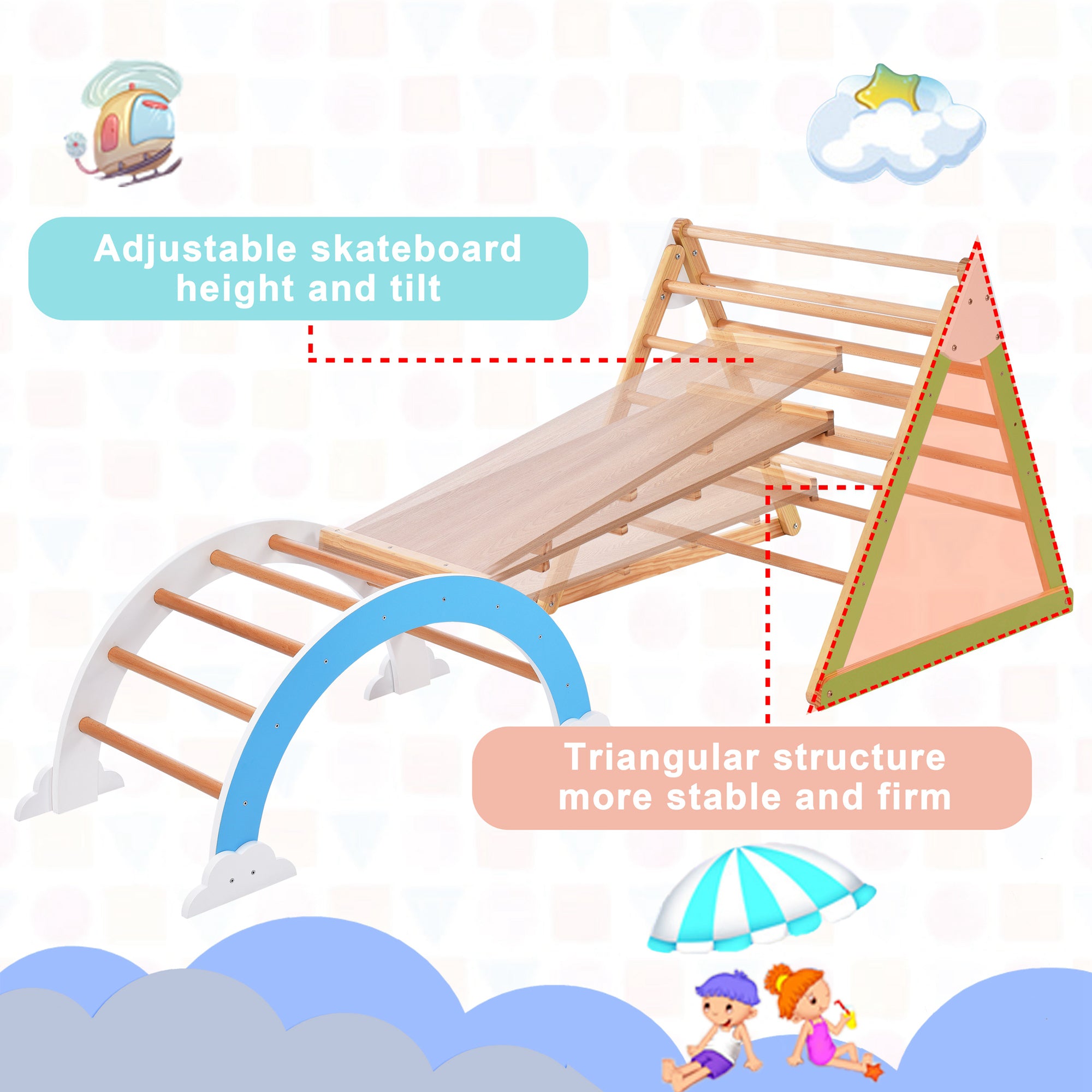 Wooden Climbing Triangle Toys Indoor Arc Climber