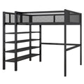 Full Size Metal Loft Bed With 4 Tier Shelves And Storage, Black Full Black Metal