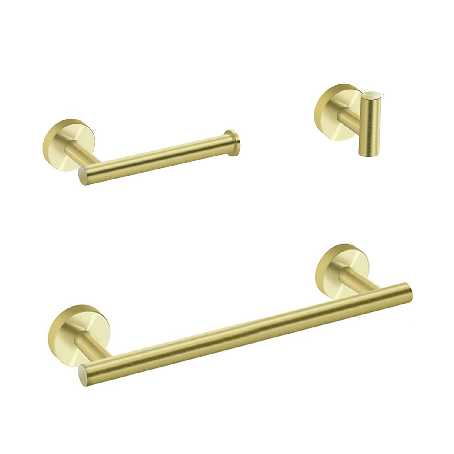 3 Piece Bathroom Hardware Set brushed gold-stainless steel