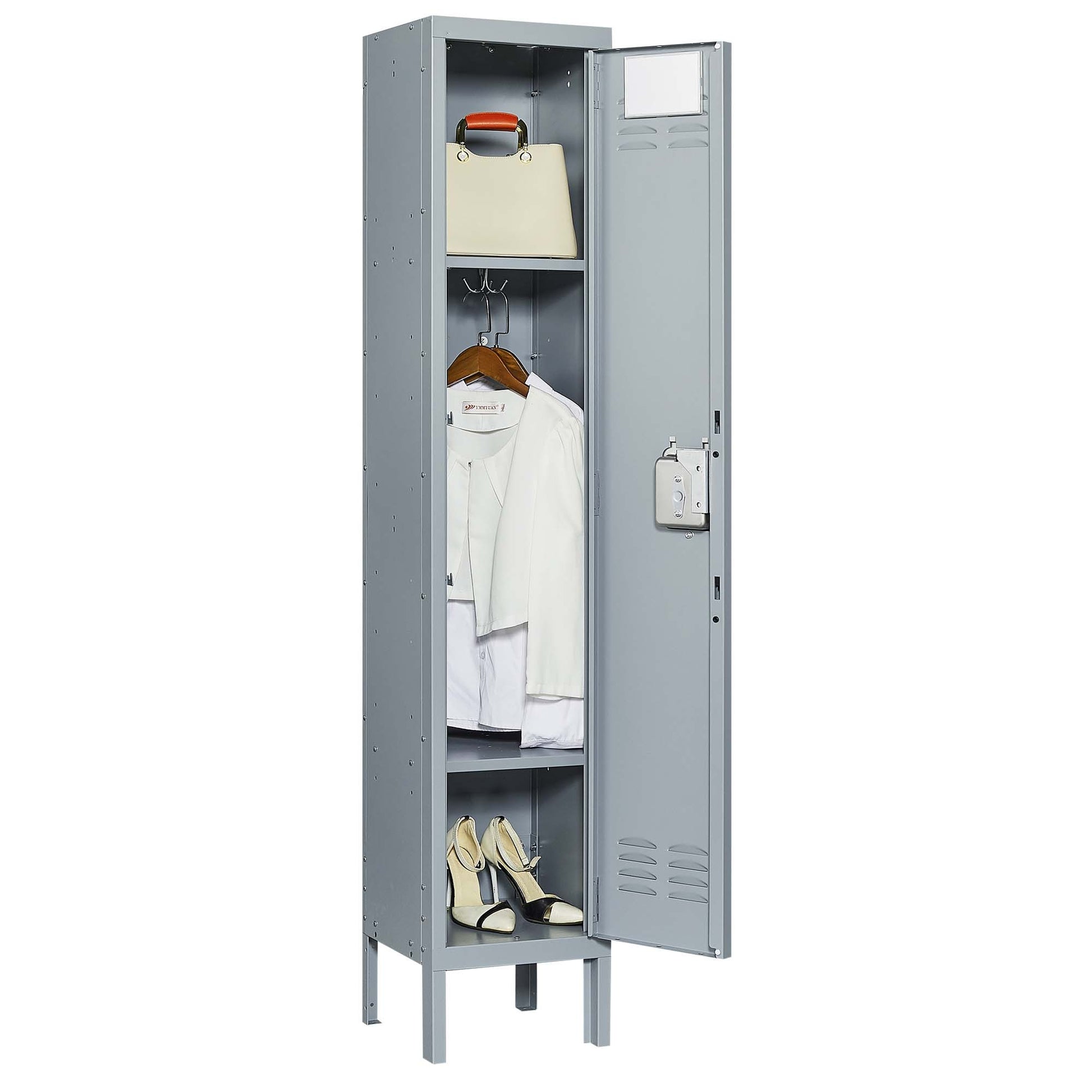 1 Door 66"H Metal Lockers With Lock for freestanding-3-4 spaces-gray-gym-door