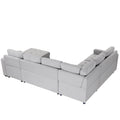 Sectional Sleeper Sofa With Pull Out Bed And Lounge Chair, Usb And Type C Interfaces, Suitable For Living Room, Office, And Spacious Spaces Gray Polyester