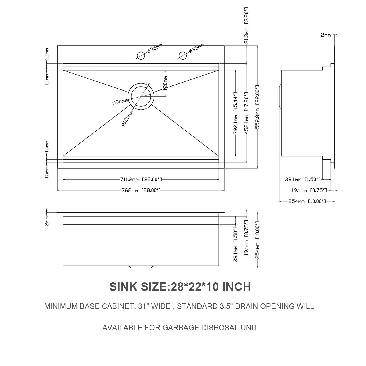 28 Inch Drop In Kitchen Sink 28 "X 22" Kitchen Sink Stainless Steel 16 Gauge Workstation Sink Drop In Topmount Single Bowl Kitchen Sink Brushed Nickel Stainless Steel