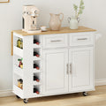 Multi Functional Kitchen Island Cart with 2 Door white-mdf