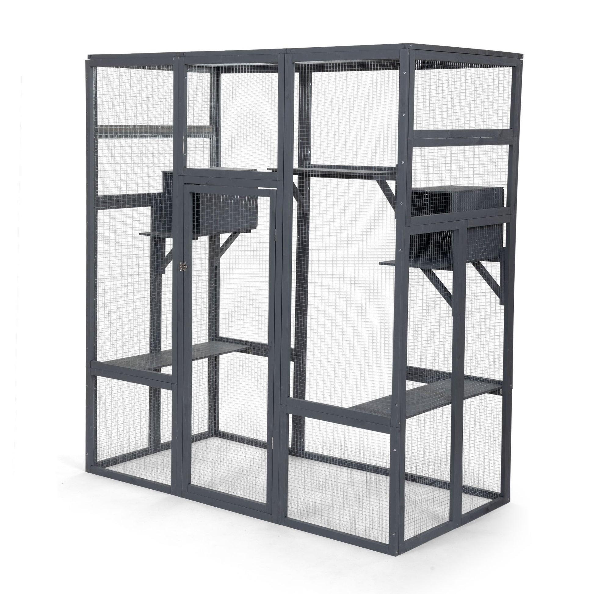 Super Large Cat Cage Grey Grey Wood Metal