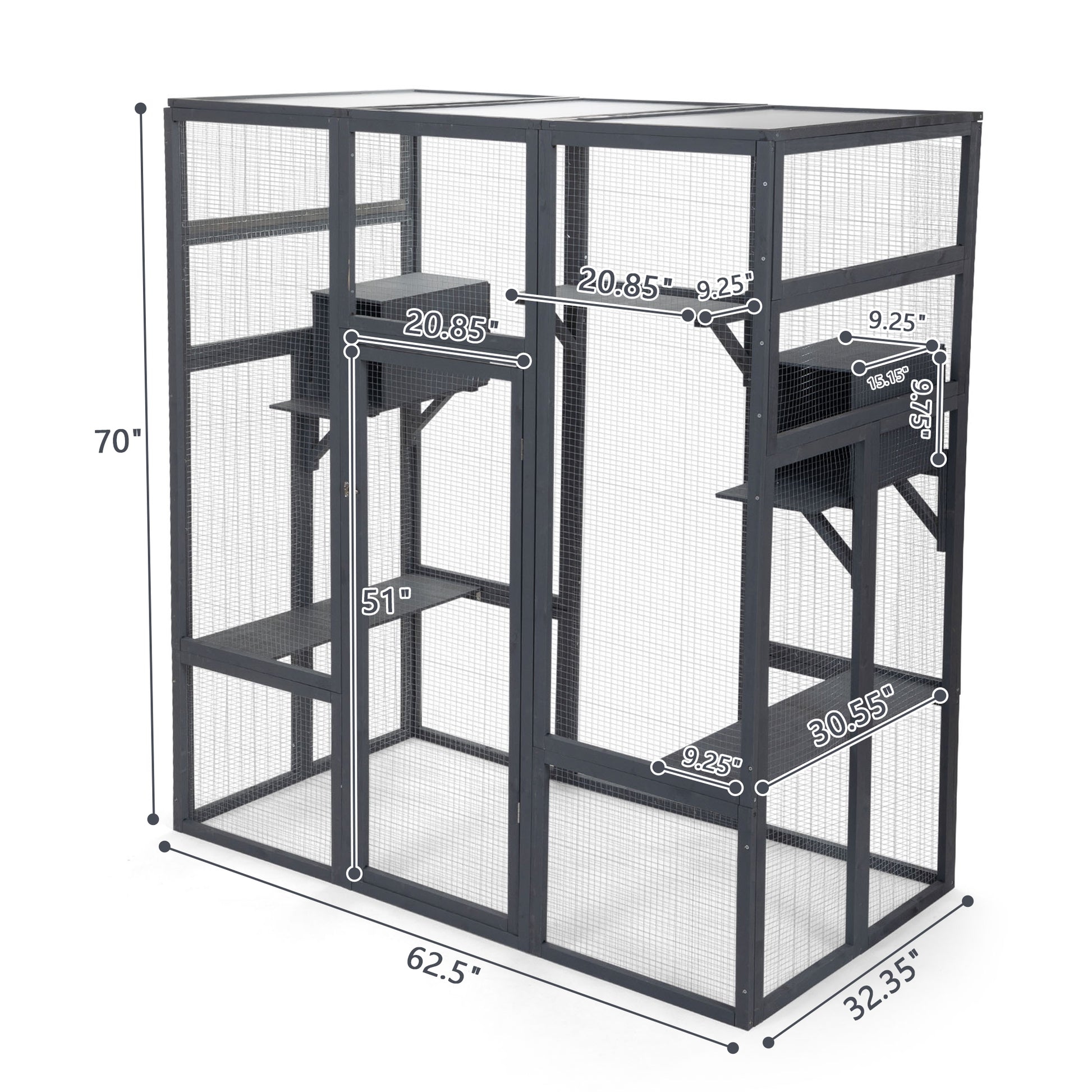 Super Large Cat Cage Grey Grey Wood Metal