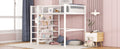 Twin Size Metal Loft Bed With 4 Tier Shelves And Storage, White White Metal