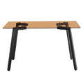 Modern Minimalist Style Rectangular Tea Brown Glass Dining Table, Tempered Glass Tabletop And Black Metal Legs, Suitable For Kitchen, Dining Room, And Living Room, 51 