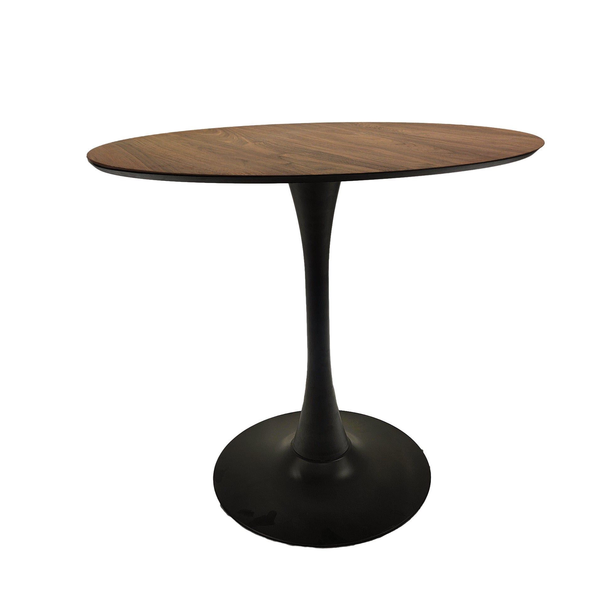 Walnut Color Round Dining Table, 31.5" Tulip Table Kitchen Dining Table 2 4 People With Mdf Table Top & Pedestal Base, Mid Century End Table Leisure Coffee Table Office Living Room Table Walnut Black Kitchen Round Mdf