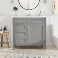 36'' Bathroom Vanity With Top Sink, Modern Bathroom Storage Cabinet With 2 Drawers And A Tip Out Drawer, Single Sink Bathroom Vanity 3 Grey 1 1 Adjustable Hinges Bathroom Freestanding Solid Wood Mdf Painted