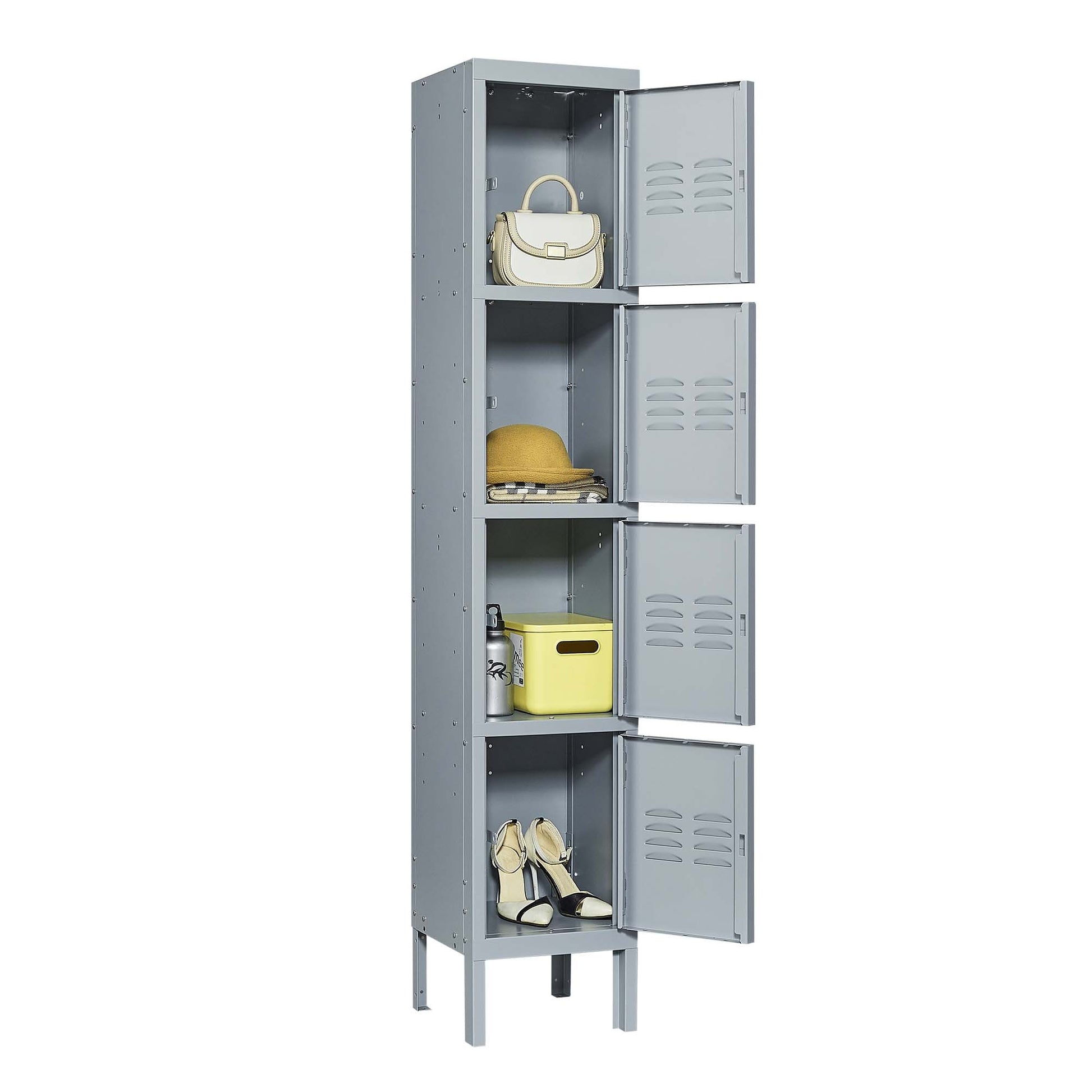 4 Door 66"H Metal Lockers With Lock for freestanding-3-4 spaces-gray-gym-door