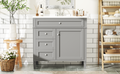 36'' Bathroom Vanity With Top Sink, Modern Bathroom Storage Cabinet With 2 Drawers And A Tip Out Drawer, Single Sink Bathroom Vanity 3 Grey 1 1 Adjustable Hinges Bathroom Freestanding Solid Wood Mdf Painted