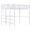 Twin Size Metal Loft Bed With 4 Tier Shelves And Storage, White White Metal