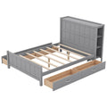 Full Size Platform Bed With Drawers And Storage Shelves, Gray Gray Solid Wood Mdf