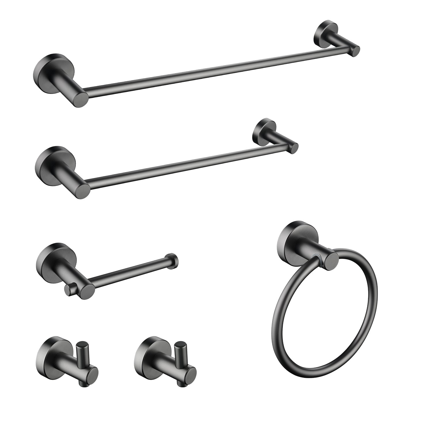 6 Piece Bathroom Towel Rack Set Wall Mount gunmetal black-aluminium