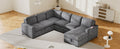 U Shaped Corduroy Combination Corner Sofa With Storage Lounge Chair, 6 Seater Oversized Sofa, With Usb Interfaces,Suitable For Living Room, Office, And Spacious Space Gray Polyester 6 Seat