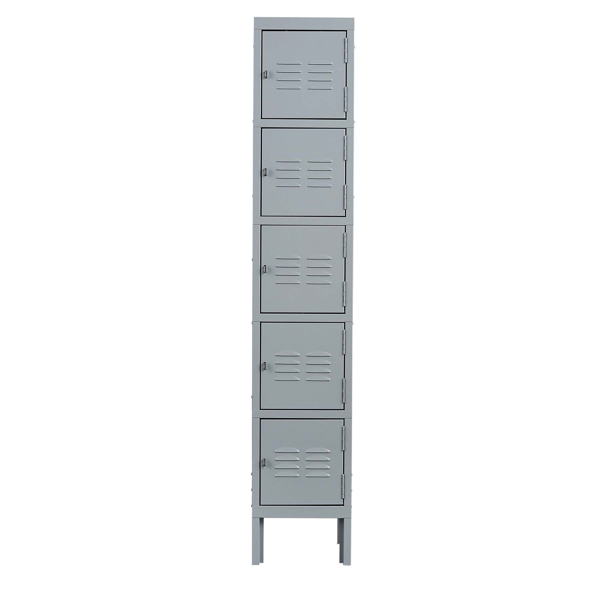 5 Door 66"H Metal Lockers With Lock for freestanding-5 or more spaces-gray-gym-door