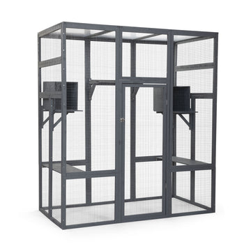 Super Large Cat Cage Grey Grey Wood Metal