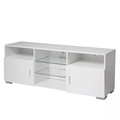 Tv Stand For 32 60 Inch Tv, Modern Television Table Center Media Console With Drawer And Led Lights, Matt Entertainment Center For Living Game Room Bedroom. White White Bedroom 50 59 Inches 50 59 Inches Modern Poplar 50 Inches Particle Board Particle