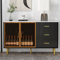 Modern Sideboard MDF Buffet Cabinet Marble black-mdf+glass