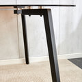 Modern Minimalist Style Rectangular Tea Brown Glass Dining Table, Tempered Glass Tabletop And Black Metal Legs, Suitable For Kitchen, Dining Room, And Living Room, 51 