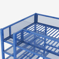 Full Size Metal Loft Bed With 4 Tier Shelves And Storage, Blue Full Blue Metal