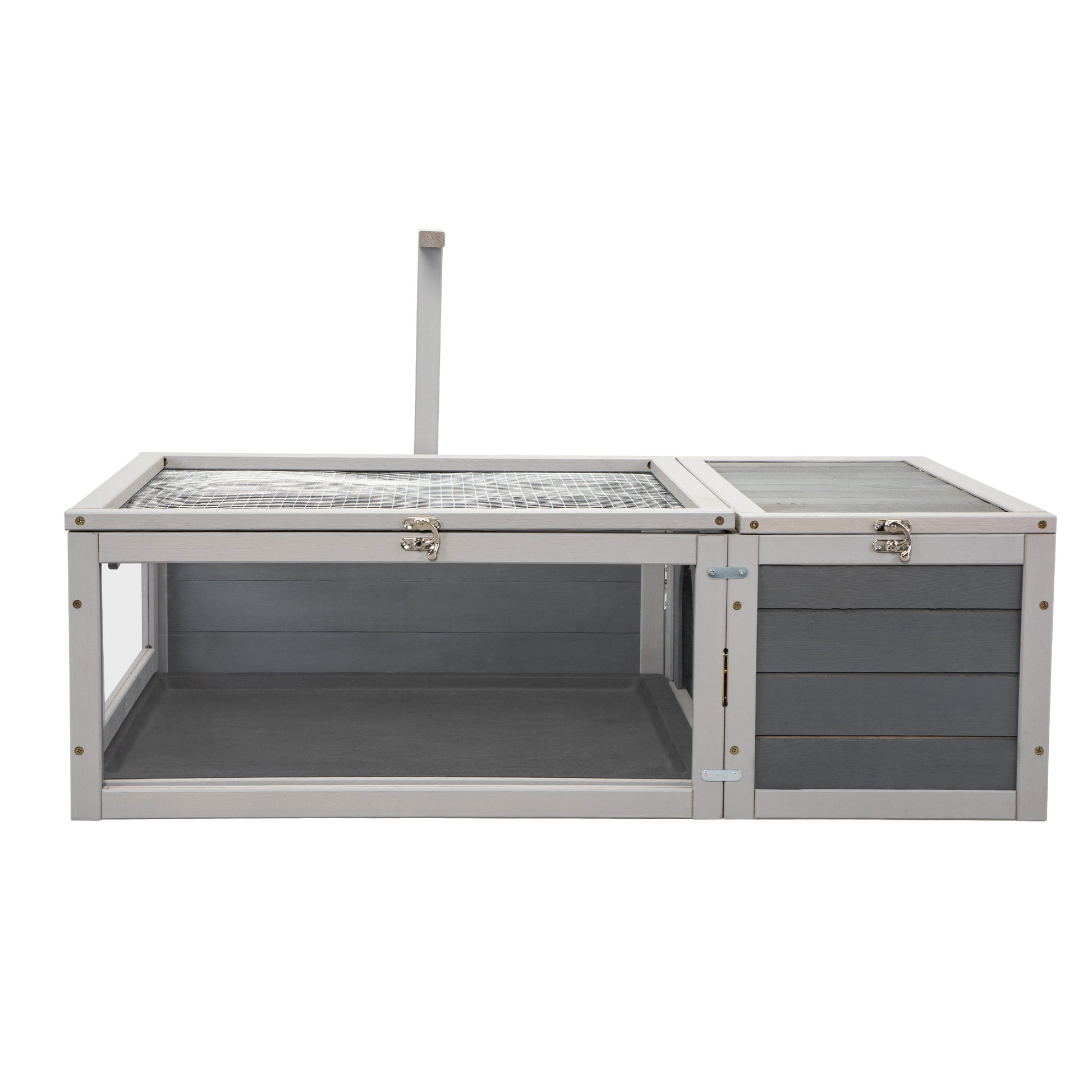 Tortoise House Wooden Turtle Habitat With Removable Top And Tray For Indoors And Outdoors, Gray Gray Wood Metal