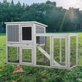 Wooden Rabbit Hutch Chicken Coop With 1 Removable Tray And 3 Lockable Doors For Indoor And Outdoor Use, Gray White Gray Wood Metal