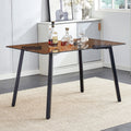 Modern Minimalist Style Rectangular Tea Brown Glass Dining Table, Tempered Glass Tabletop And Black Metal Legs, Suitable For Kitchen, Dining Room, And Living Room, 51 