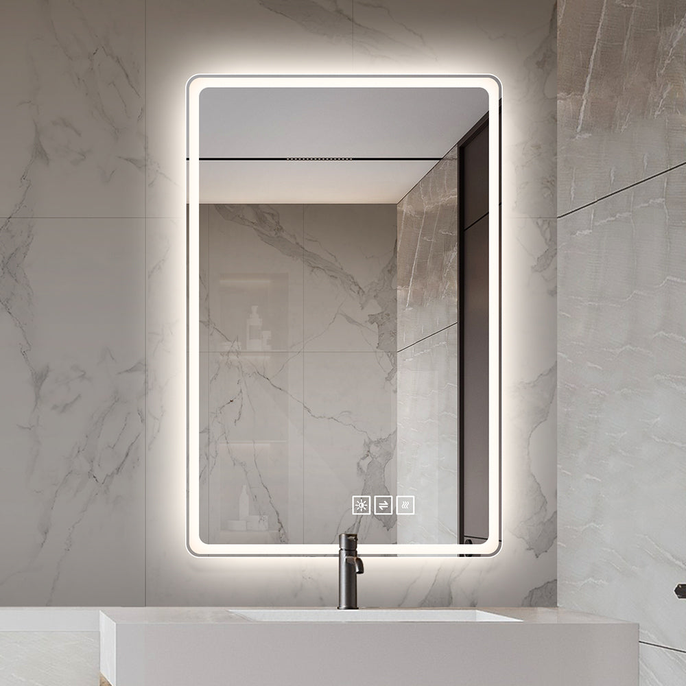Bathroom Mirror with Led Lights Front and Backlit clear-glass