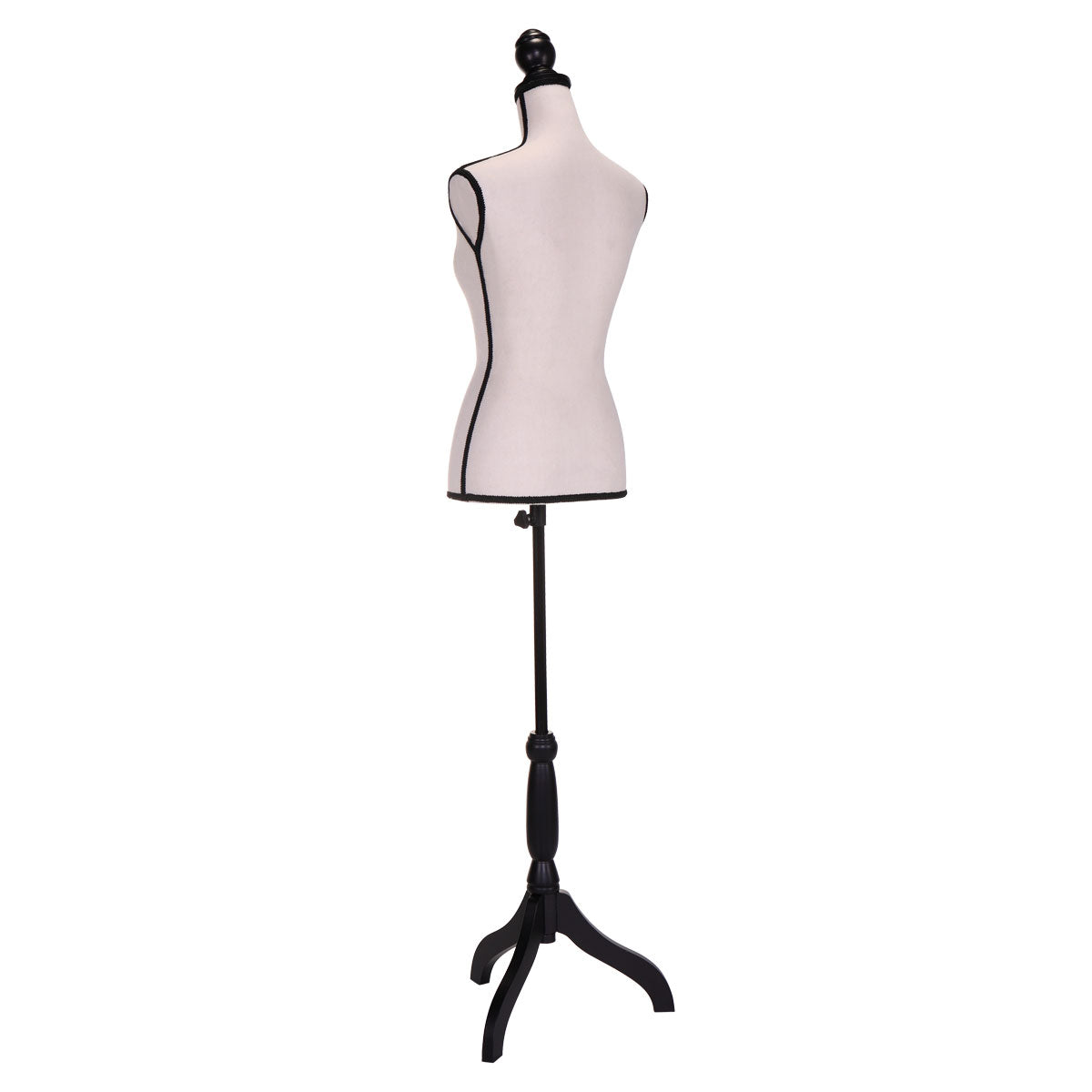 Female Mannequin Torso Dress Form Manikin Body Model With Tripod Wood Stand 51.2" 66" Adjustable Height, Beige Beige Mdf