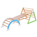 Wooden Climbing Triangle Toys Indoor Arc Climber Jungle With Ramp And Arch Toy Rocker, Reversible Multifunction Playset Natural Wood Playground Natural Wood Wood