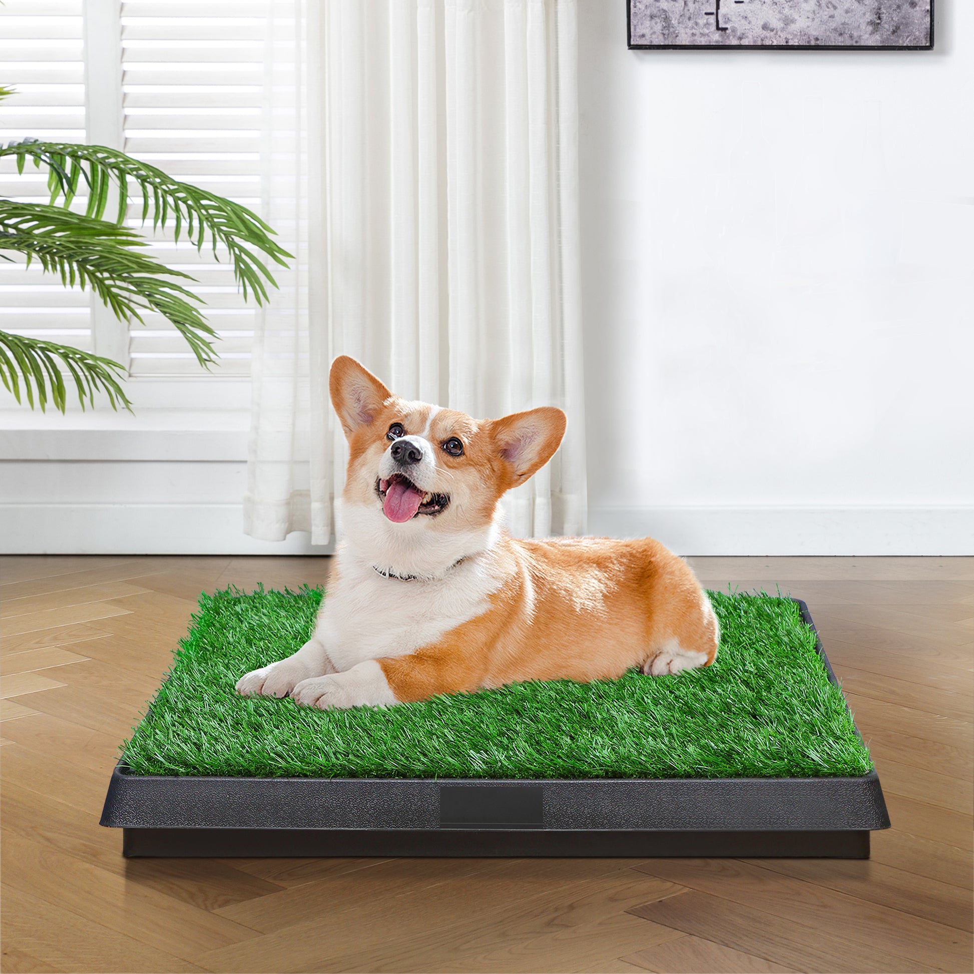 Pet Toilet Dog Potty Artificial Turf Environmental Protection With Drawer Green Abs