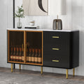 Modern Sideboard MDF Buffet Cabinet Marble black-mdf+glass