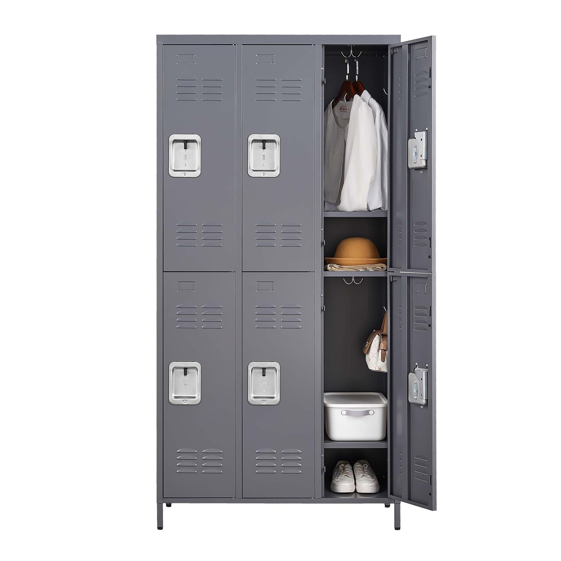 6 Door 72"H Metal Lockers With Lock for freestanding-5 or more spaces-gray-gym-door