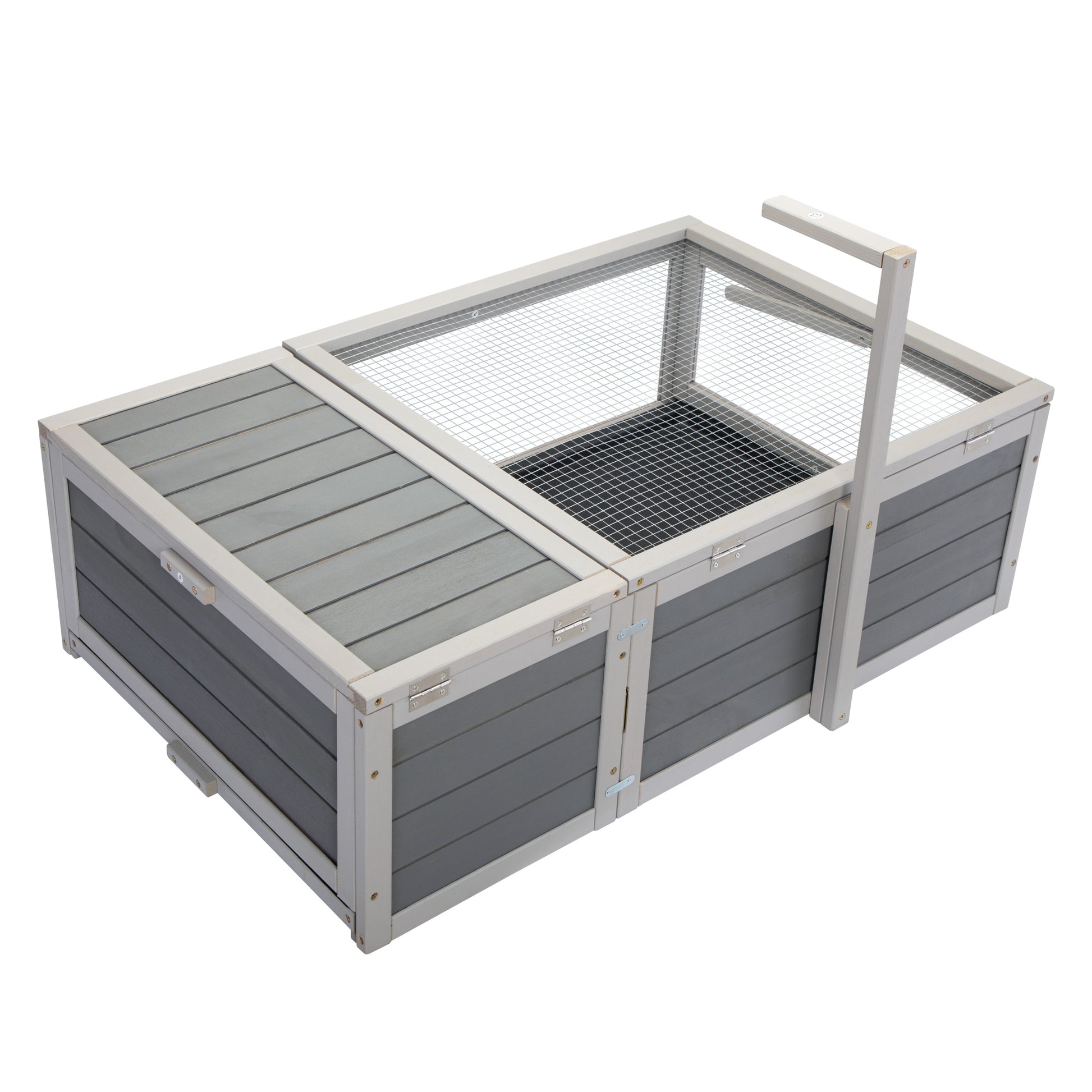 Tortoise House Wooden Turtle Habitat With Removable Top And Tray For Indoors And Outdoors, Gray Gray Wood Metal