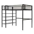 Twin Size Metal Loft Bed With 4 Tier Shelves And Storage, Black Black Metal