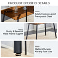 Modern Minimalist Style Rectangular Tea Brown Glass Dining Table, Tempered Glass Tabletop And Black Metal Legs, Suitable For Kitchen, Dining Room, And Living Room, 51 