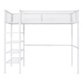 Twin Size Metal Loft Bed With 4 Tier Shelves And Storage, White White Metal