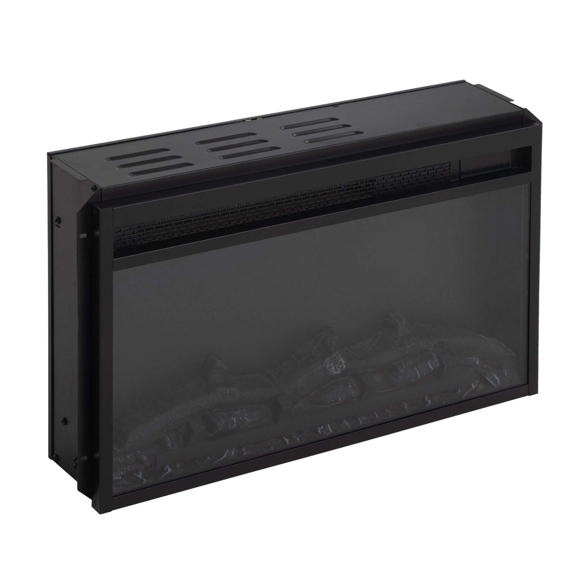 Electric Fireplace With Remote Control And Temperature Adjustment Set, Black Black Metal