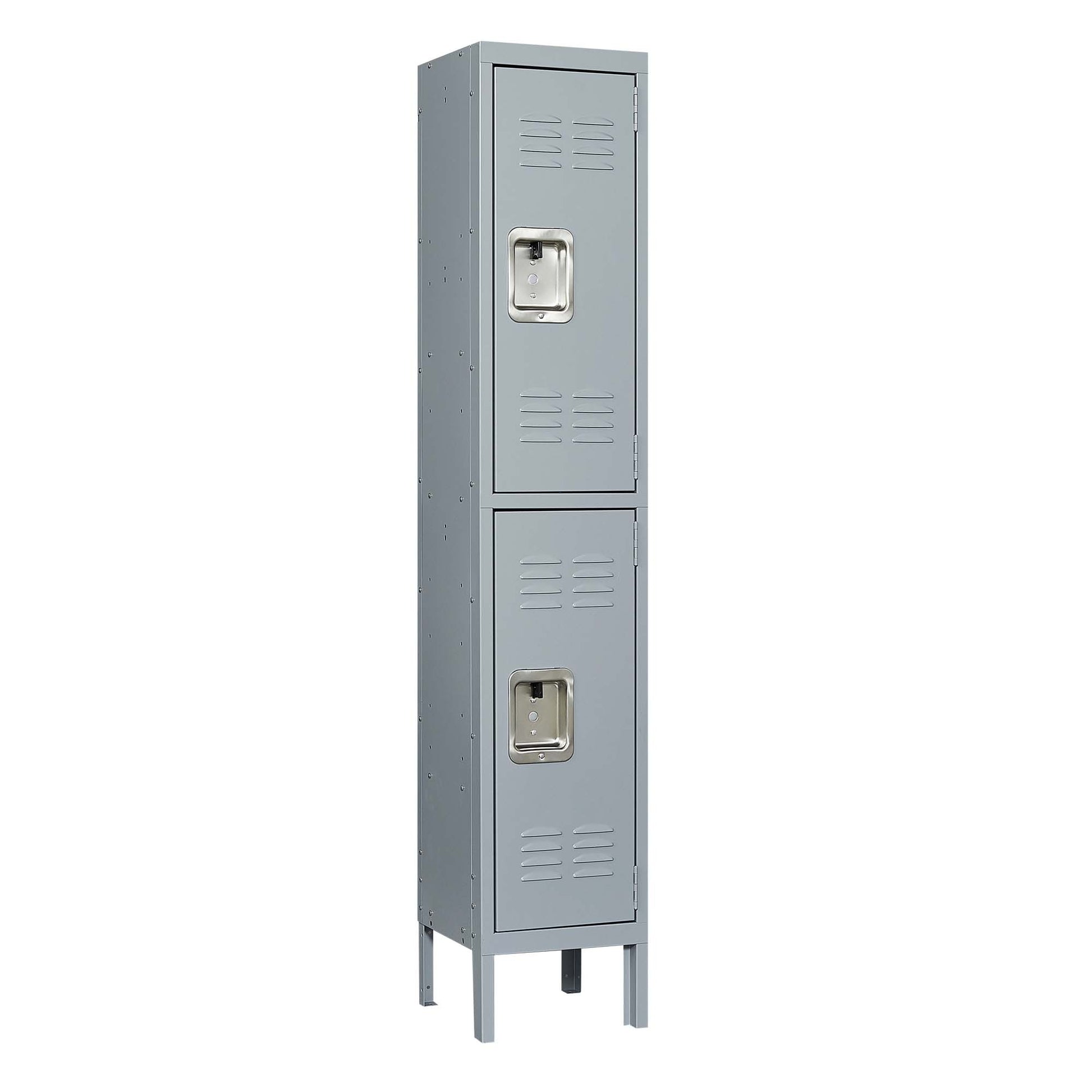 2 Door 66"H Metal Lockers With Lock for freestanding-3-4 spaces-gray-gym-door