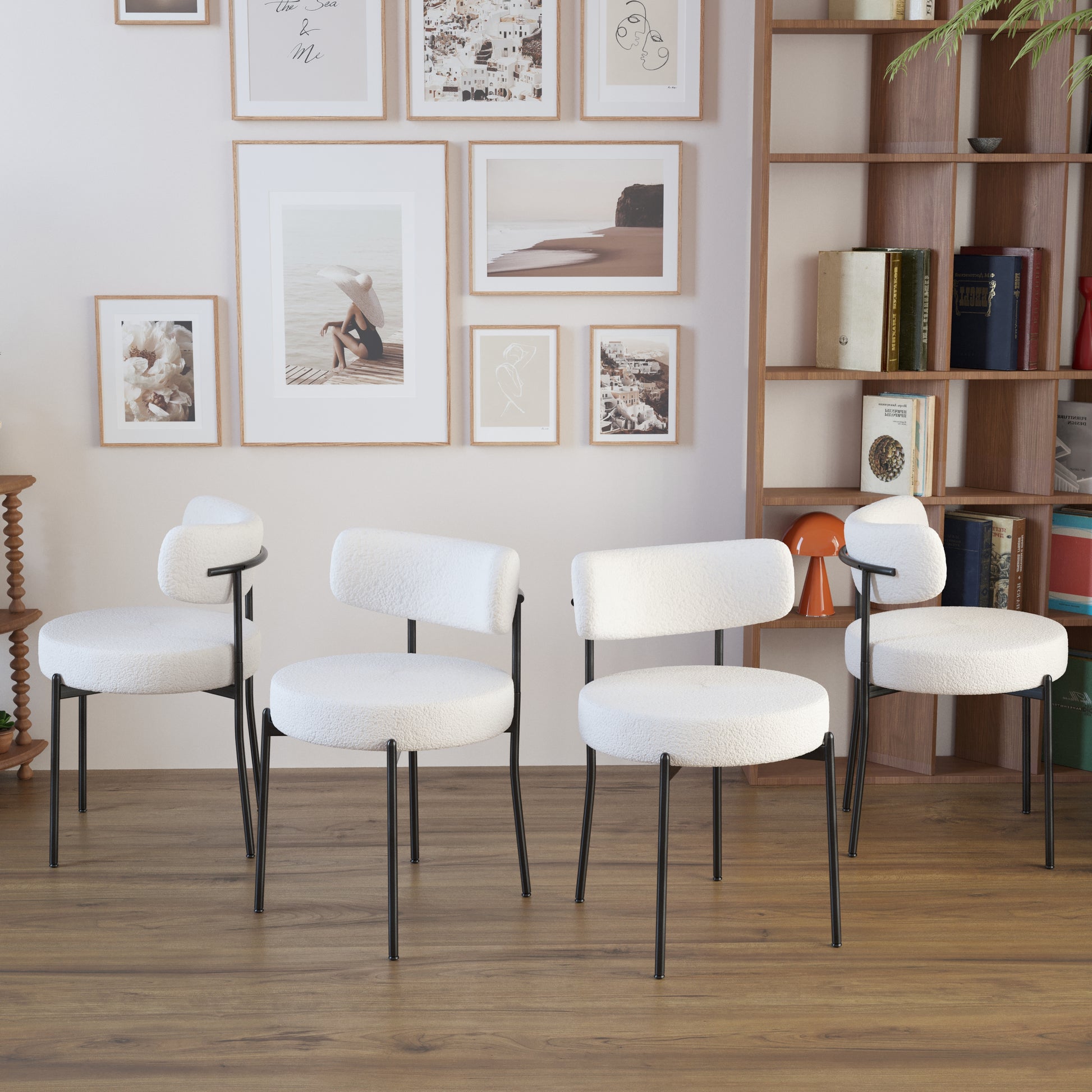 Scalable Dining Table Table Set For 6 8 Person For Dining Room,Curved Backrest Round Upholstered Soft Padded Armless Dining Chairs And Very Large Dining Room Table Kitchen Table Chair Set Black White Mdf Metal