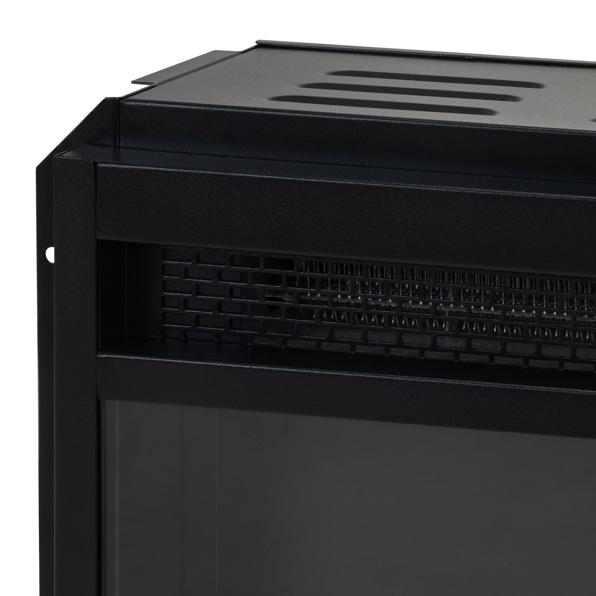 Electric Fireplace With Remote Control And Temperature Adjustment Set, Black Black Metal