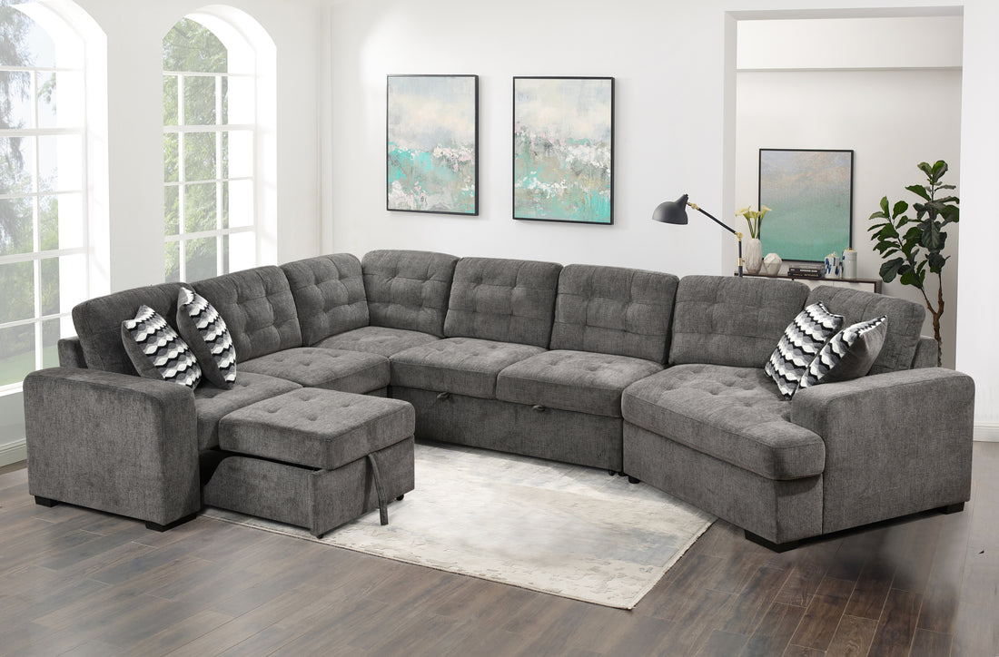 149" Oversized Sectional Modern Large Upholstered U Shape Sectional Sofa, Extra Wide Chaise Lounge Couch For Home, Bedroom, Apartment, Dorm, Office, Ebony Ebony Wood Primary Living Space Modern Square Arms Foam Upholstered