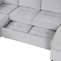 Sectional Sleeper Sofa With Pull Out Bed And Lounge Chair, Usb And Type C Interfaces, Suitable For Living Room, Office, And Spacious Spaces Gray Polyester