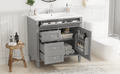 36'' Bathroom Vanity With Top Sink, Modern Bathroom Storage Cabinet With 2 Drawers And A Tip Out Drawer, Single Sink Bathroom Vanity 3 Grey 1 1 Adjustable Hinges Bathroom Freestanding Solid Wood Mdf Painted