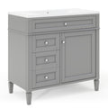 36'' Bathroom Vanity With Top Sink, Modern Bathroom Storage Cabinet With 2 Drawers And A Tip Out Drawer, Single Sink Bathroom Vanity 3 Grey 1 1 Adjustable Hinges Bathroom Freestanding Solid Wood Mdf Painted