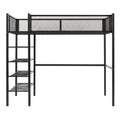 Twin Size Metal Loft Bed With 4 Tier Shelves And Storage, Black Black Metal