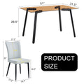 One Table And 4 Light Gray Pu Chairs. Rectangular Tea Brown Glass Dining Table, Tempered Glass Tabletop And Black Metal Legs, Suitable For Kitchen, Dining Room, And Living Room, 51 