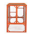 Wooden Cat House, Outdoor Cat Cage With Water Proof Asphalt Planks And Cat Perches, Orange Orange Wood Metal